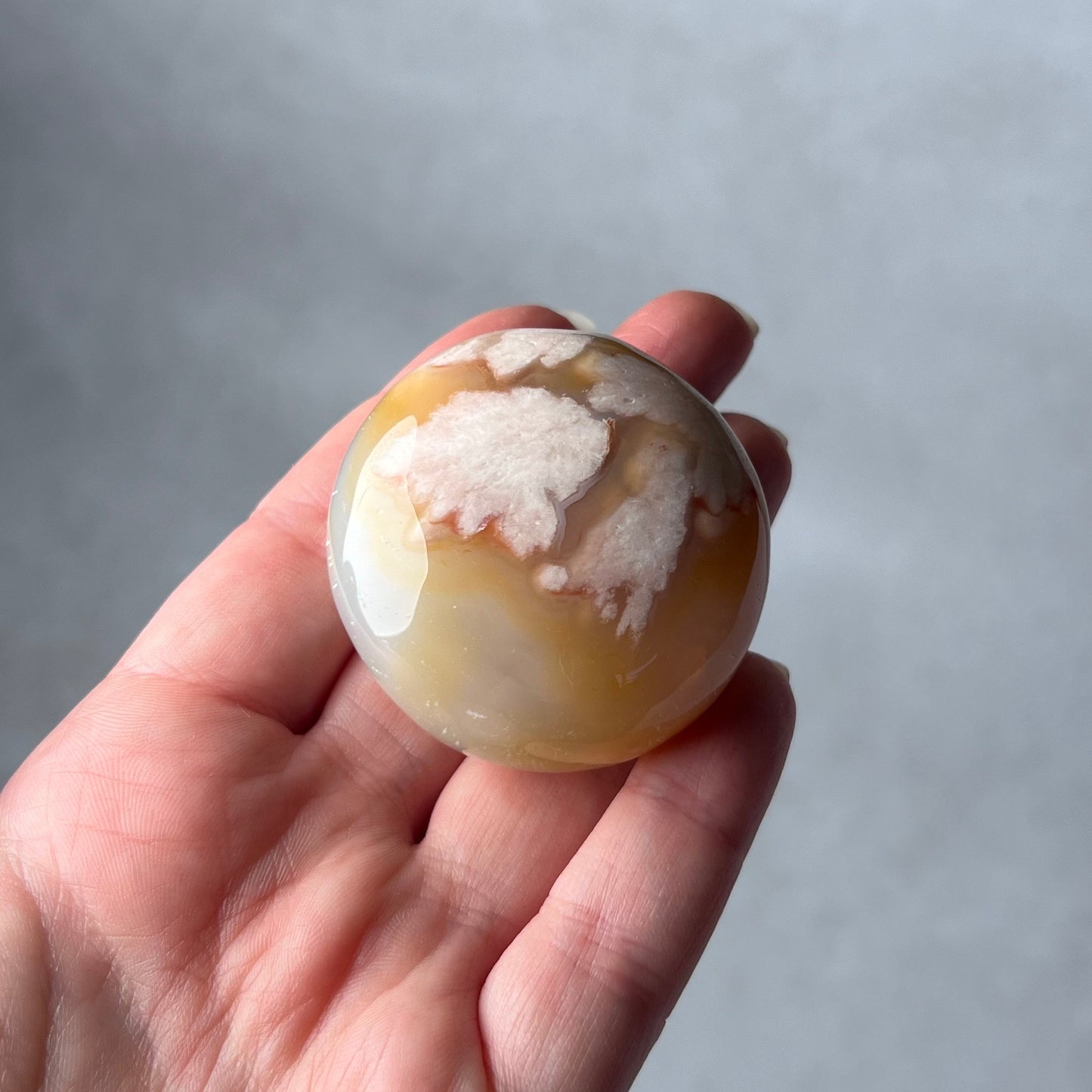 Flower Agate Palm | Cherry Blossom Agate Crystal Palm Stone