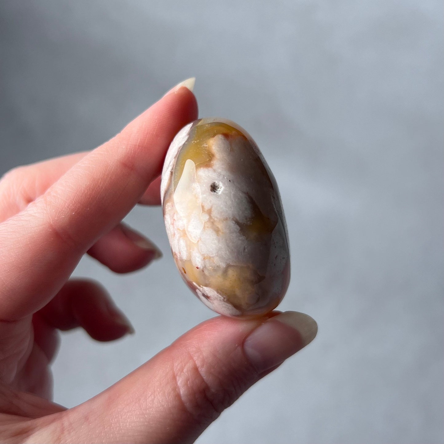 Flower Agate Palm | Cherry Blossom Agate Crystal Palm Stone