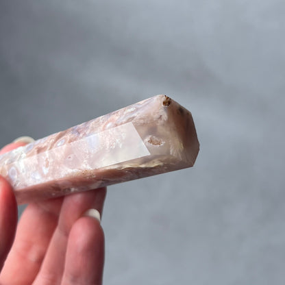 Pink Flower Agate Point | Cherry Blossom Agate Crystal Tower