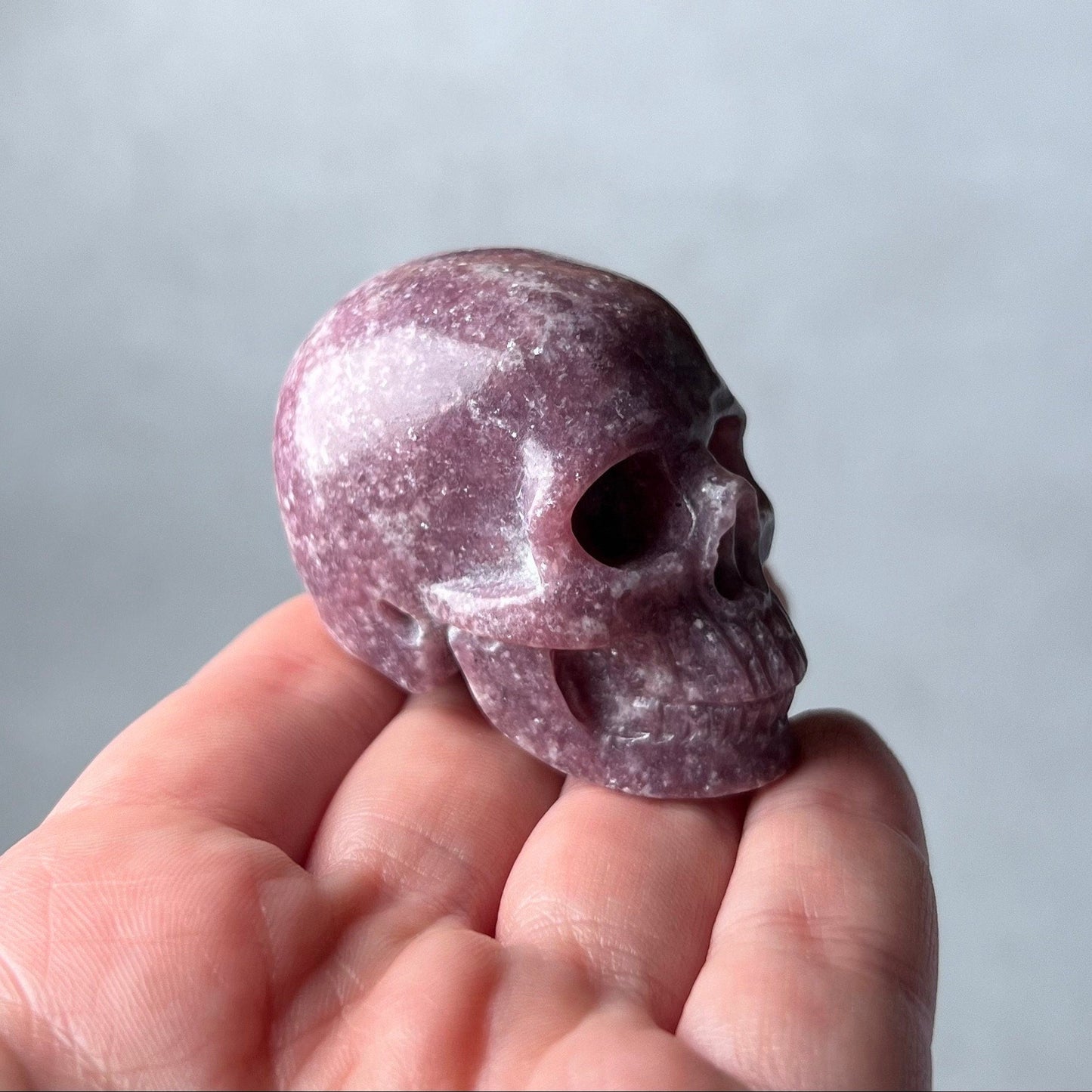 Lepidolite Skull | Lilac Lepidolite Crystal Skull