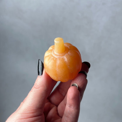 Orange Calcite Pumpkin Carving | Crystal Pumpkin