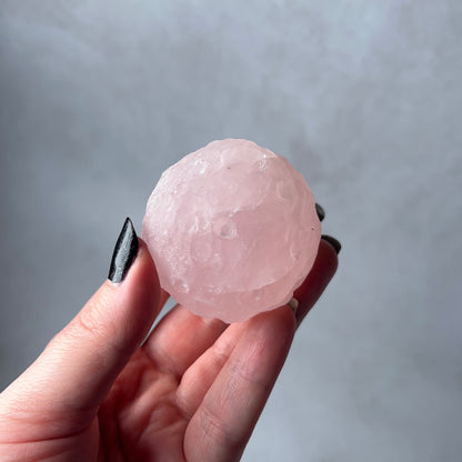 Rose Quartz Crystal Moon | Crystal Sphere Moon Carving