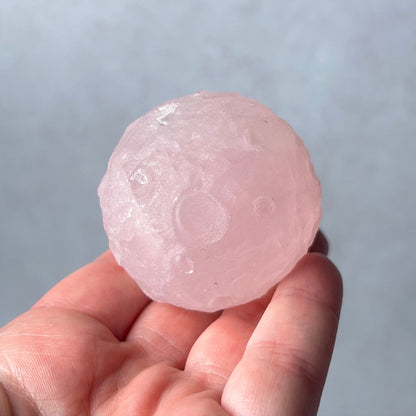 Rose Quartz Crystal Moon | Crystal Sphere Moon Carving