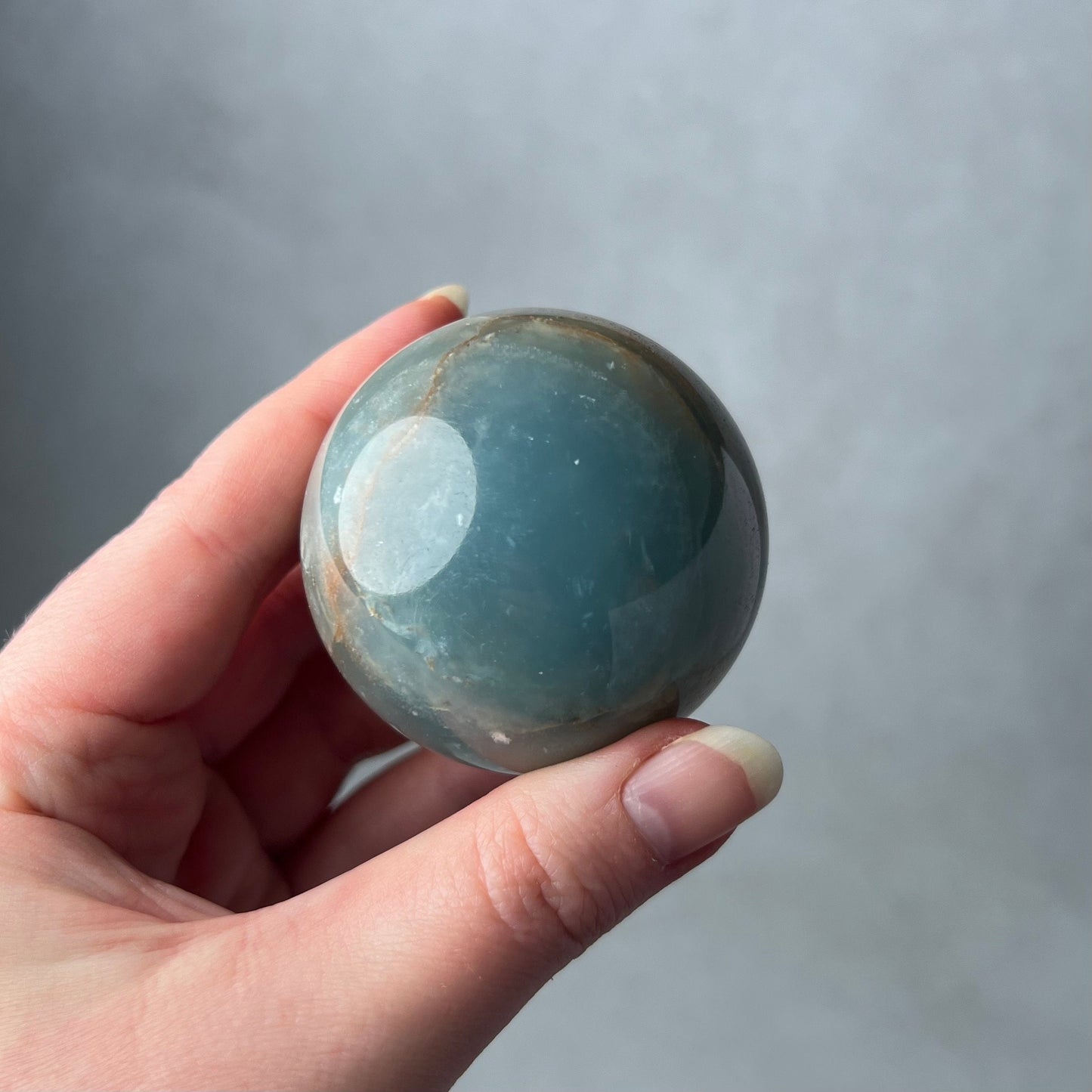 Lemurian Aquatine Calcite Sphere | Blue Onyx Crystal Sphere