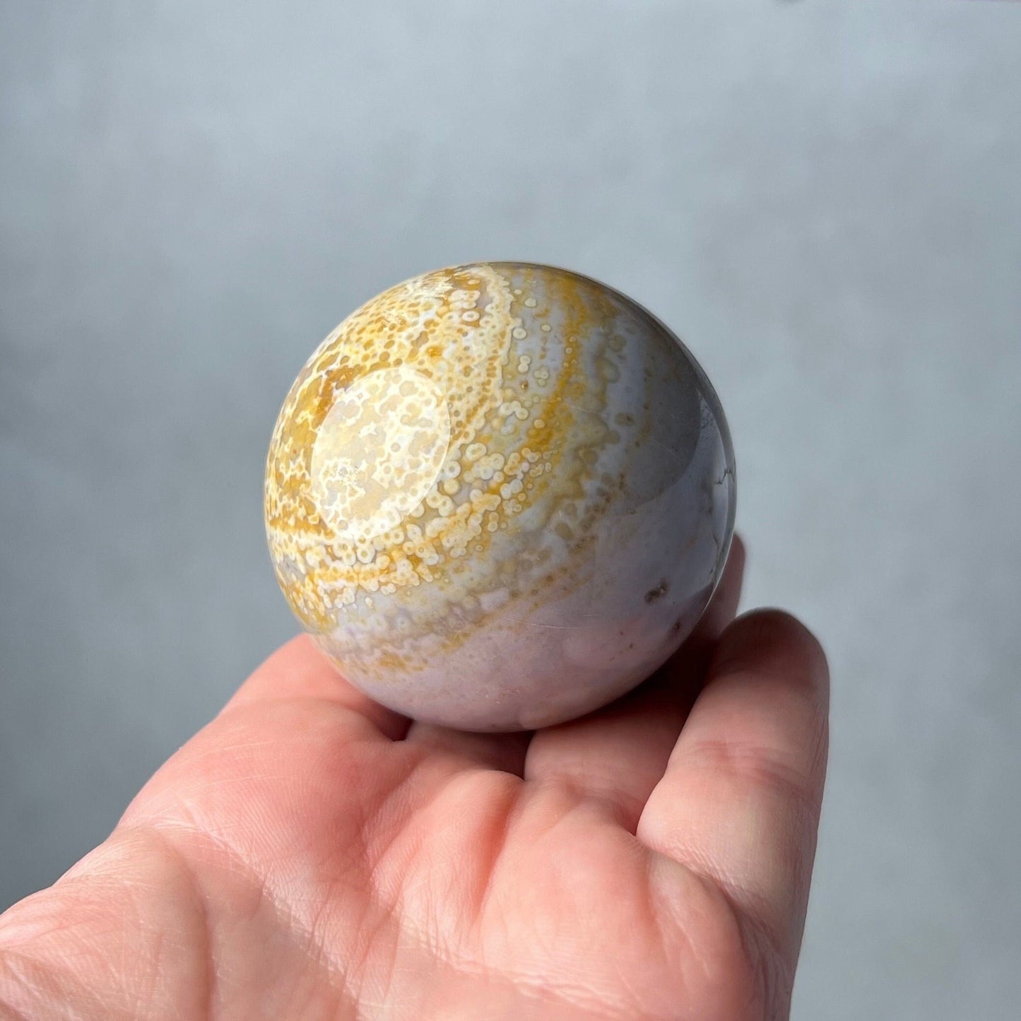 Ocean Jasper Sphere | Yellow Orbicular Jasper Crystal Sphere