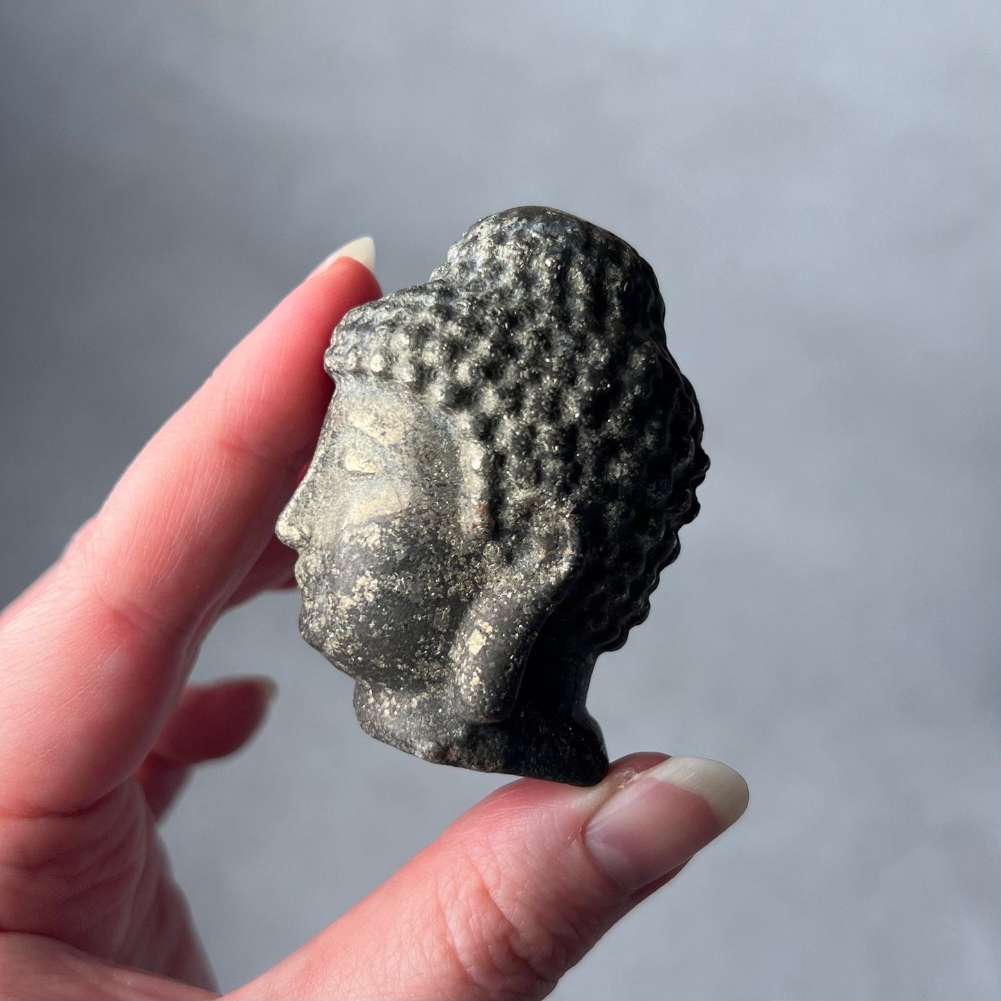 Pyrite Buddha Head Carving | Crystal Buddha