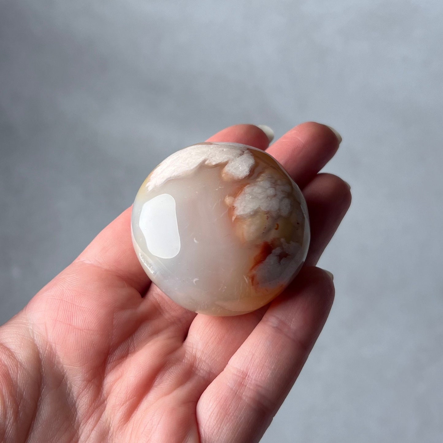 Flower Agate Palm | Cherry Blossom Agate Crystal Palm Stone