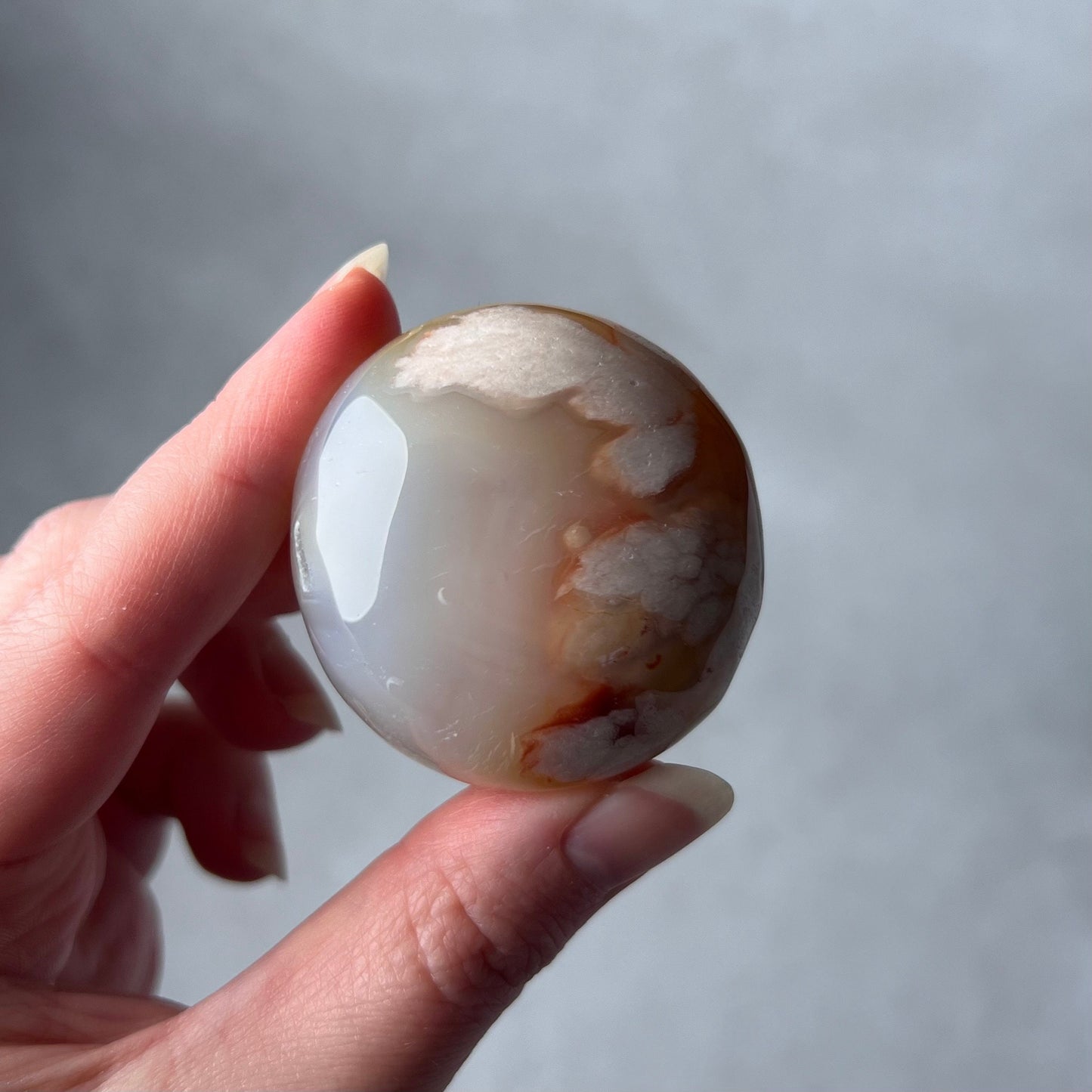 Flower Agate Palm | Cherry Blossom Agate Crystal Palm Stone