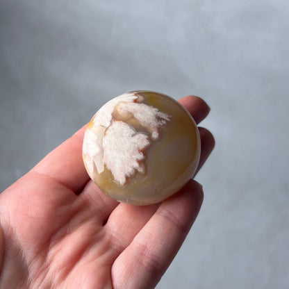 Flower Agate Palm | Cherry Blossom Agate Crystal Palm Stone