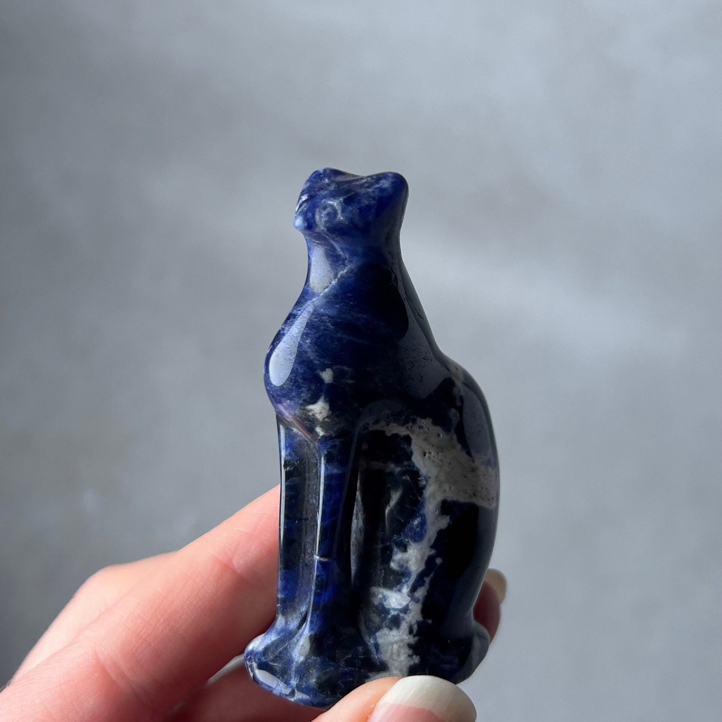 Sodalite Egyptian Cat Carving | Crystal Cat Figure