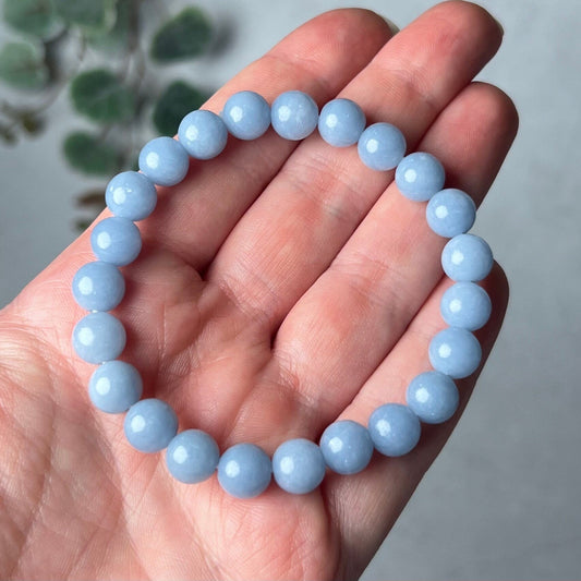 Blue Angelite Bracelet | Crystal Stretch Bracelet