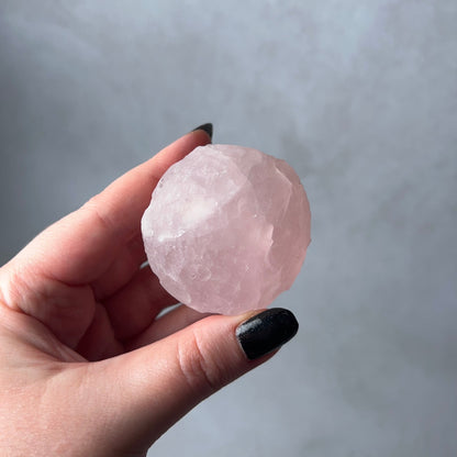 Rose Quartz Crystal Moon | Crystal Sphere Moon Carving