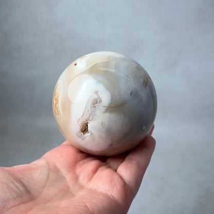 Druzy Flower Agate Sphere | Cherry Blossom Agate Crystal Sphere