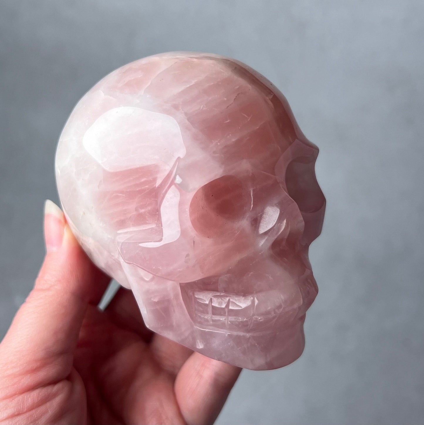 Rose Quartz Crystal Skull | Stone Skull Carving