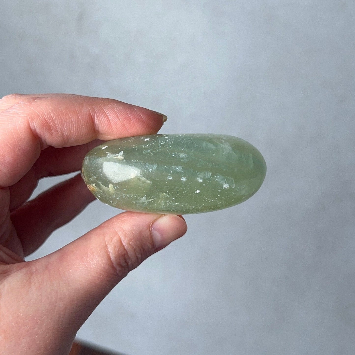 Lemurian Aquatine Calcite Palm | Argentinian Calcite | Blue Onyx