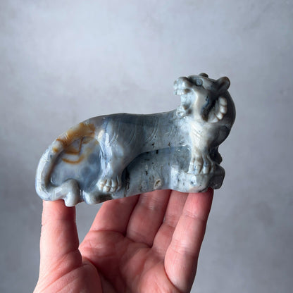 Ocean Jasper Tiger Carving | Tiger Figure Statue