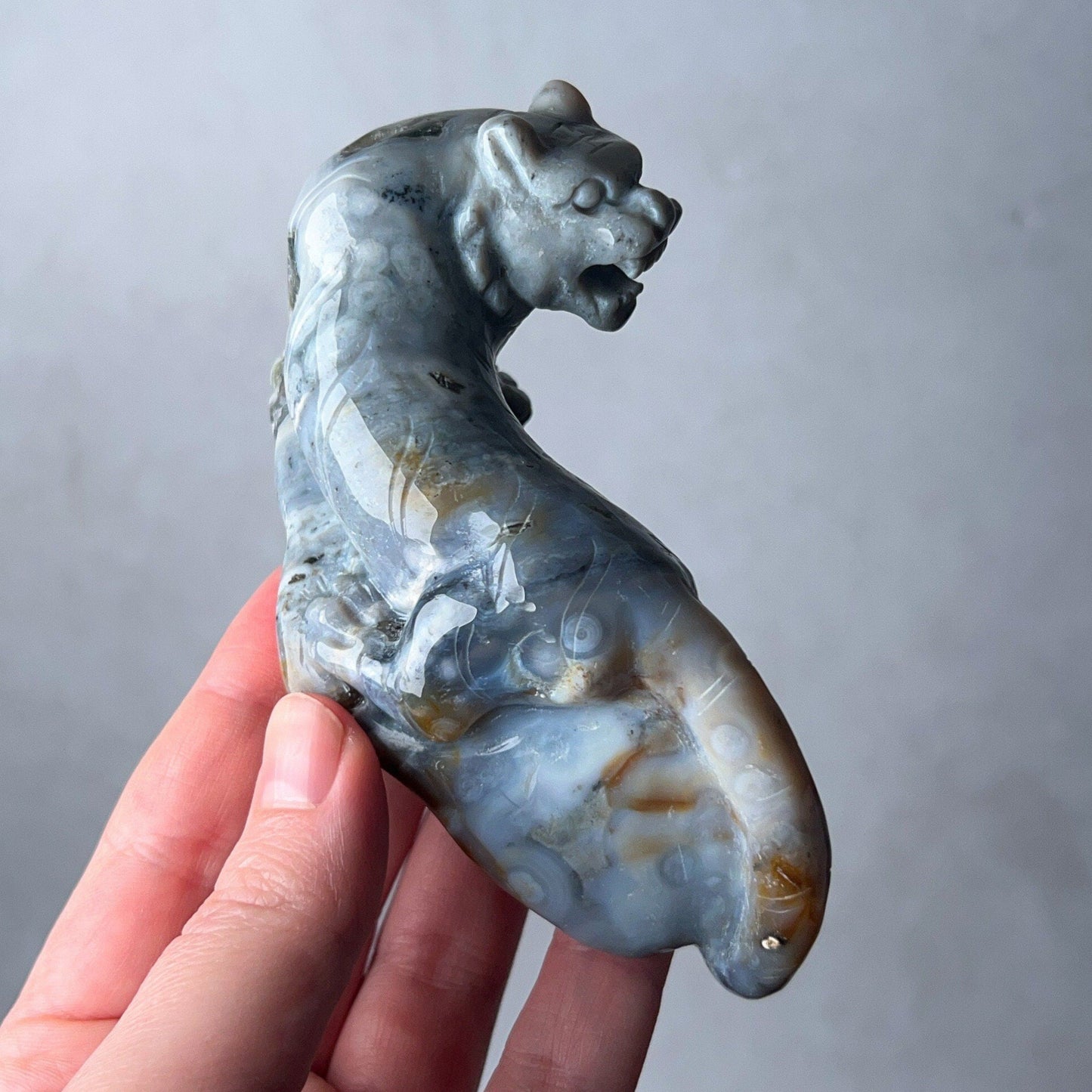 Ocean Jasper Tiger Carving | Tiger Figure Statue