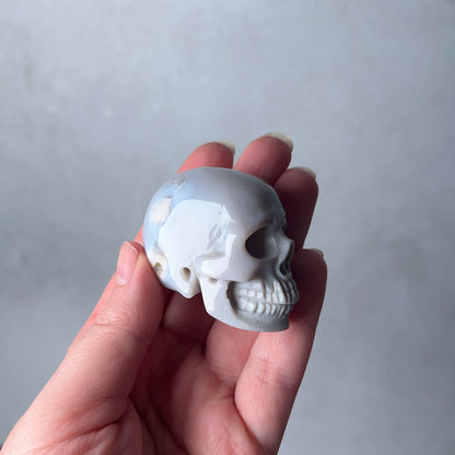 Pastel Banded Agate Crystal Skull | Flower Agate Skull