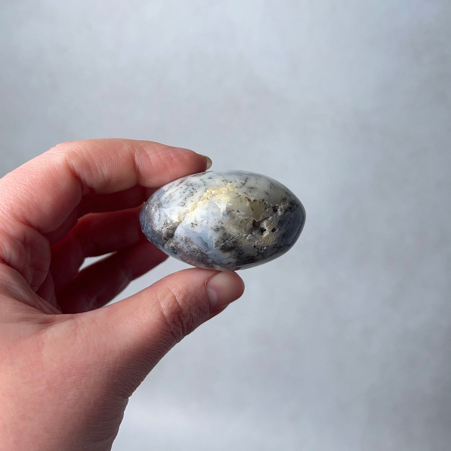 Merlinite Palm Stone | Dendritic Opal Palmstone