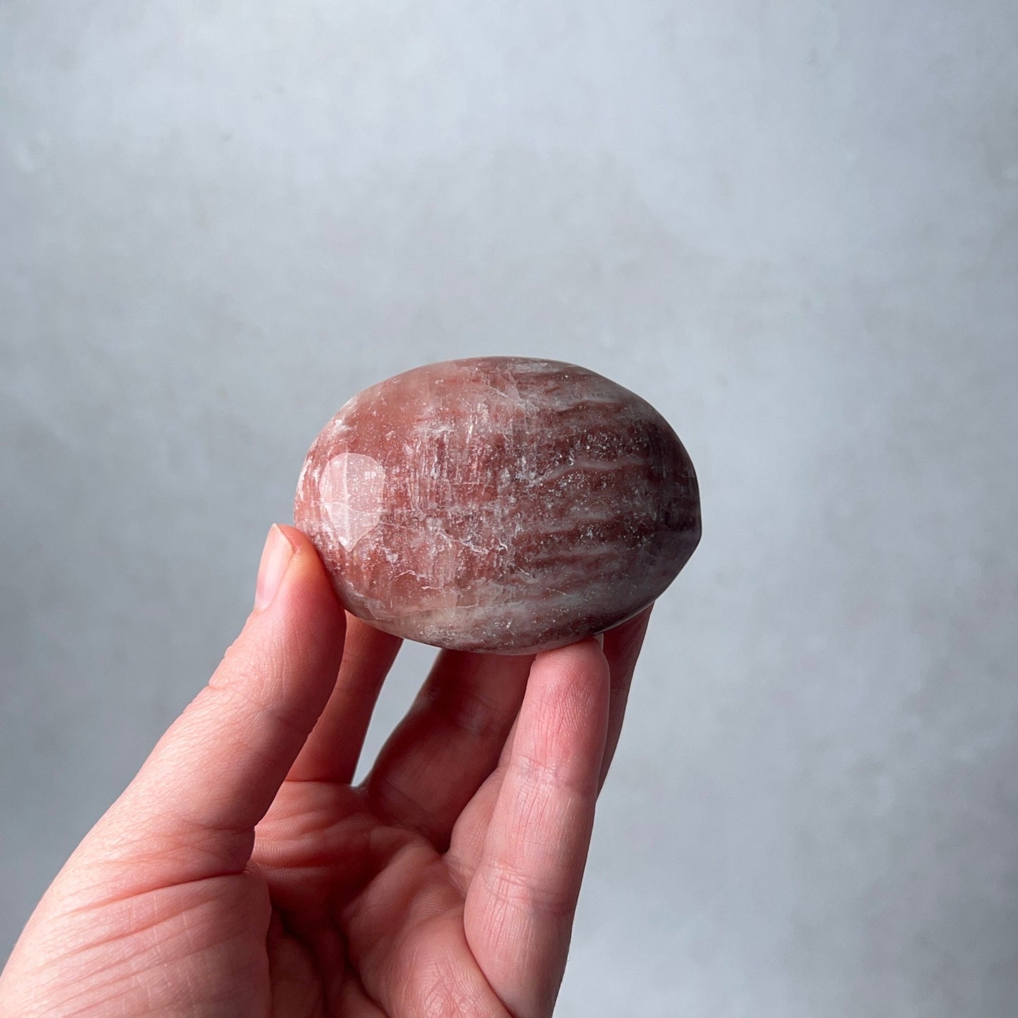 Rose Calcite Palm | Calcite Crystal Palmstone