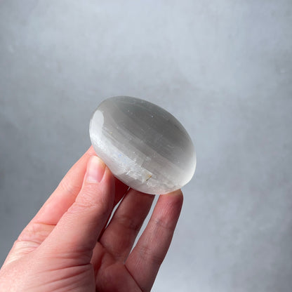 Flashy Satin Spar Palm | Selenite Palmstone