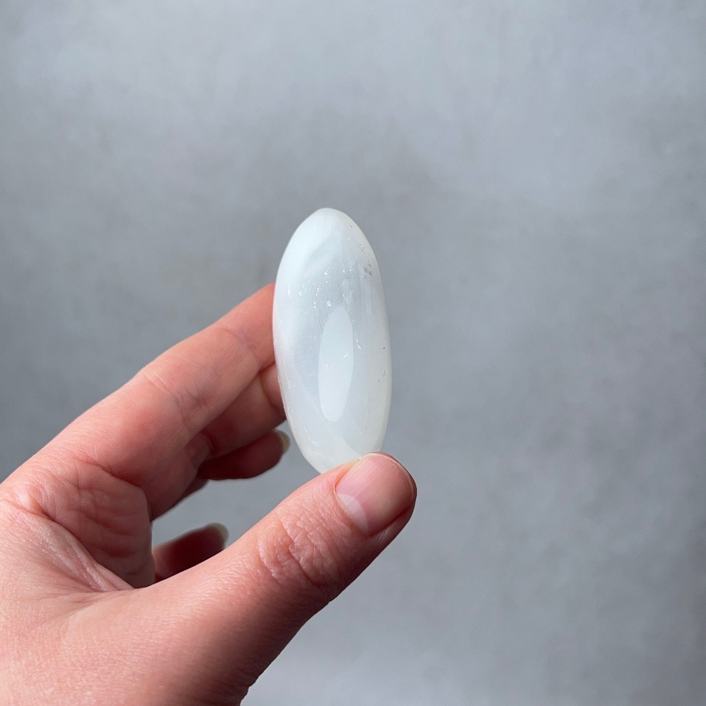 Flashy Satin Spar Palm | Selenite Palmstone