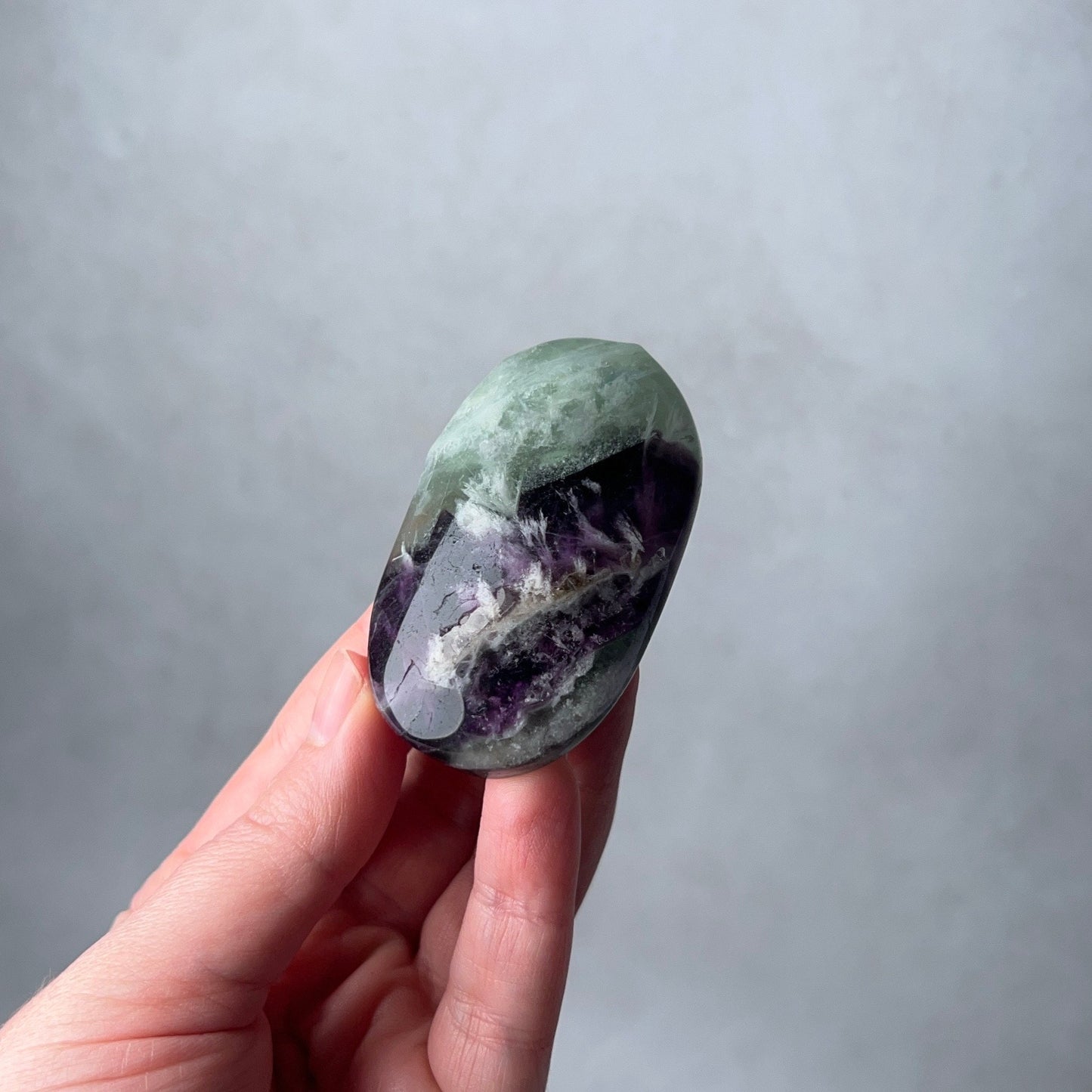 Feather Fluorite Palm | Snowflake Rainbow Fluorite Crystal