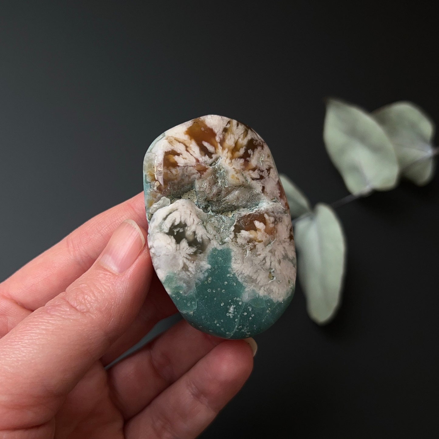 Rare Blue Flower Agate Crystal | Green Flower Agate Freeform