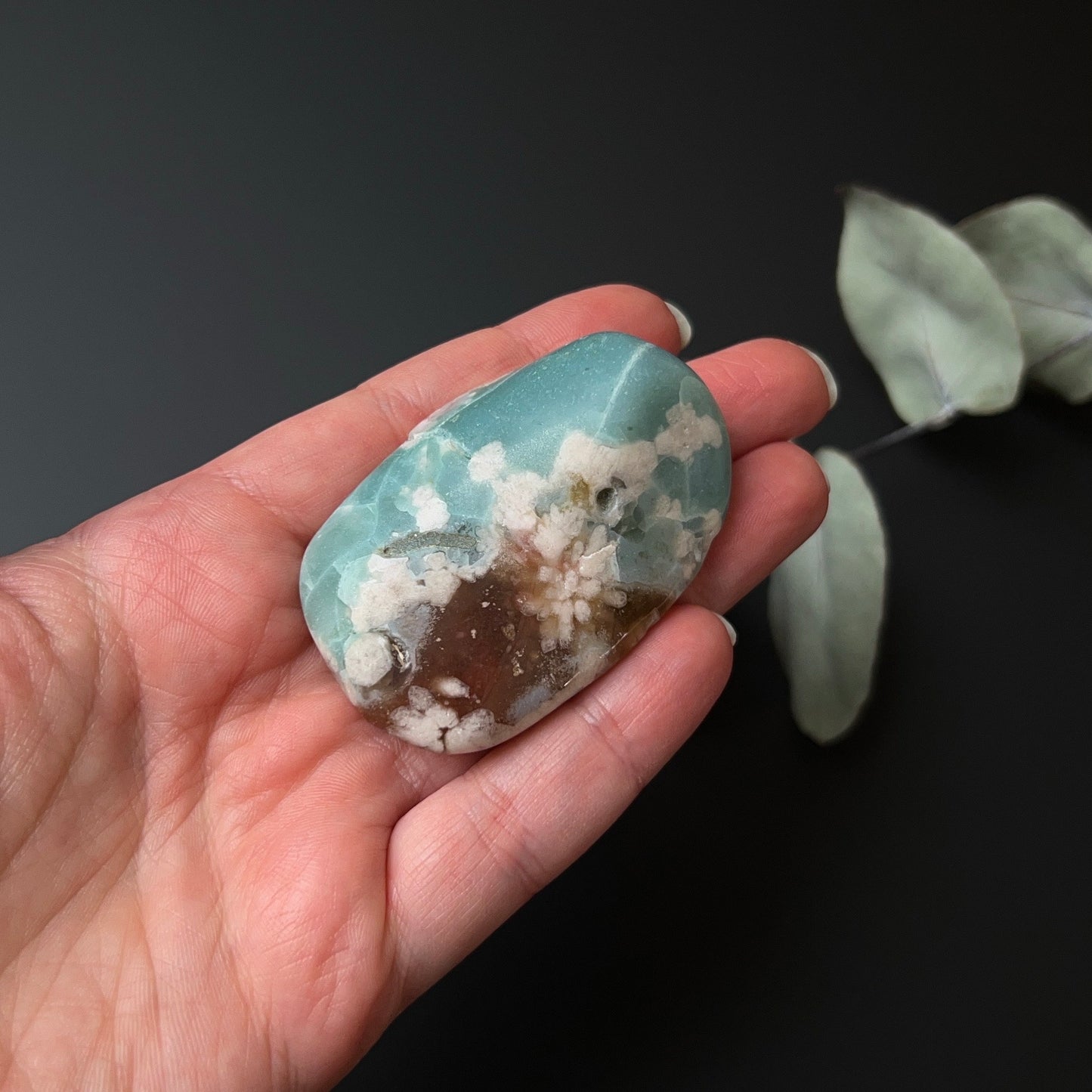 Rare Blue Flower Agate Crystal | Green Flower Agate Freeform