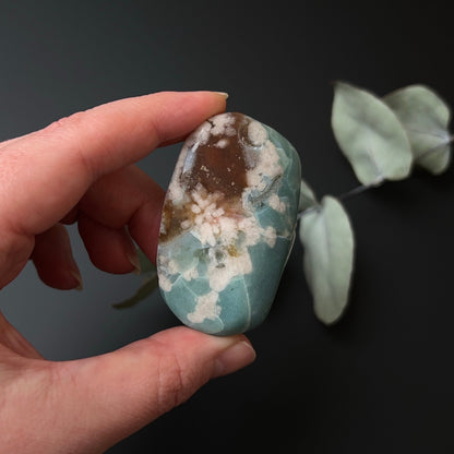 Rare Blue Flower Agate Crystal | Green Flower Agate Freeform