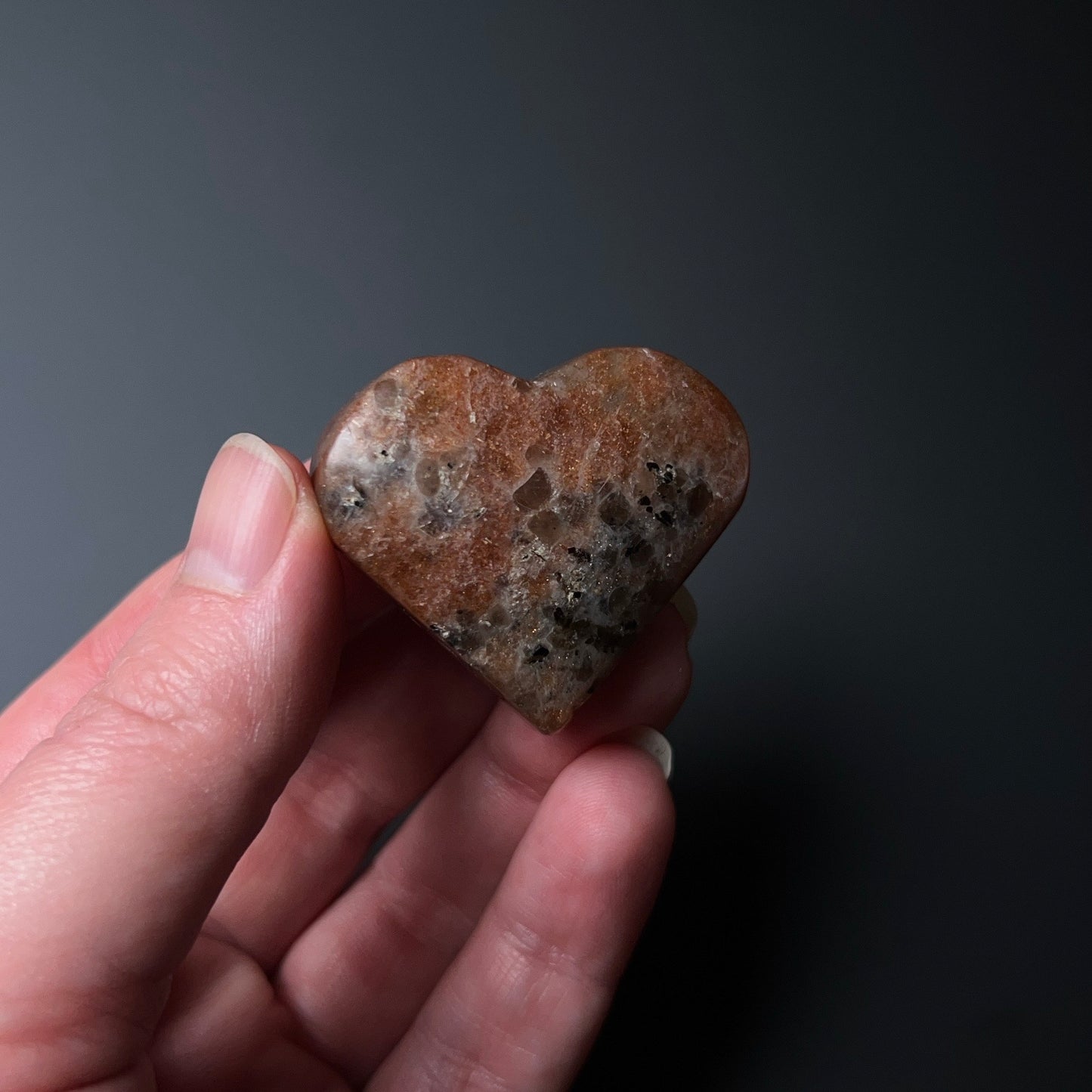 Glittery Sunstone Heart | Sunstone Crystal Heart