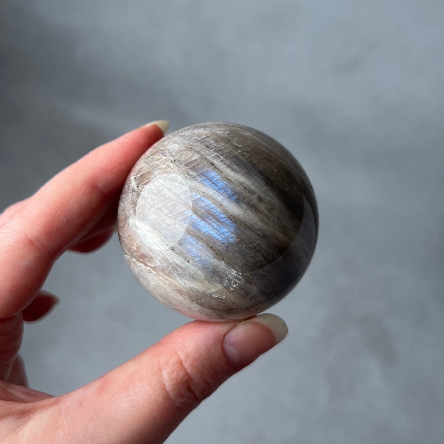 Sunstone + Moonstone Sphere | Flashy Blue Moonstone Crystal Sphere