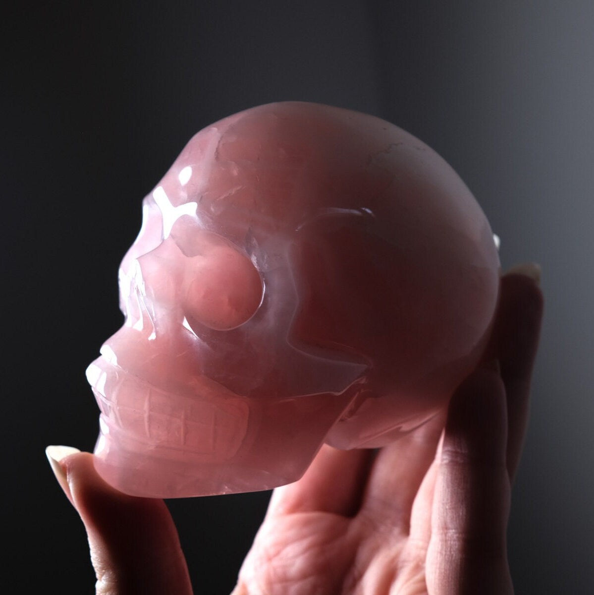 Rose Quartz Crystal Skull | Stone Skull Carving