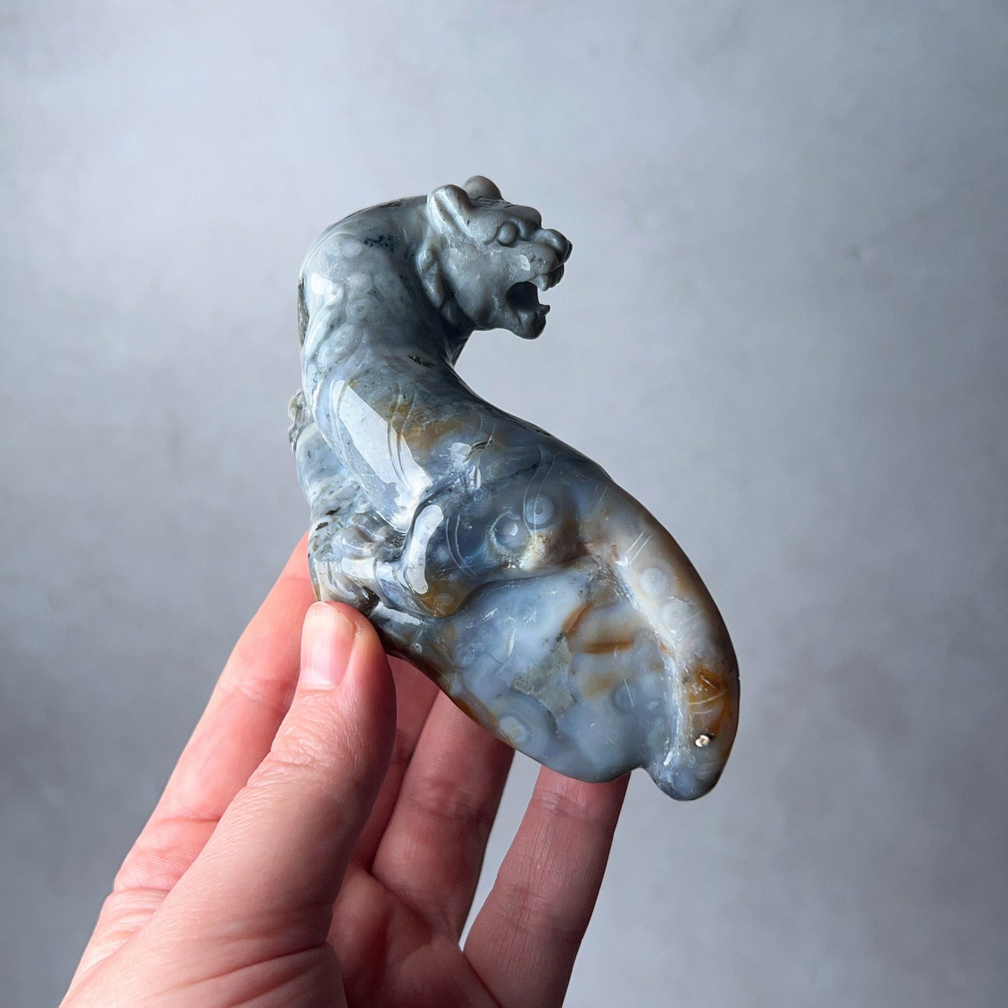 Ocean Jasper Tiger Carving | Tiger Figure Statue