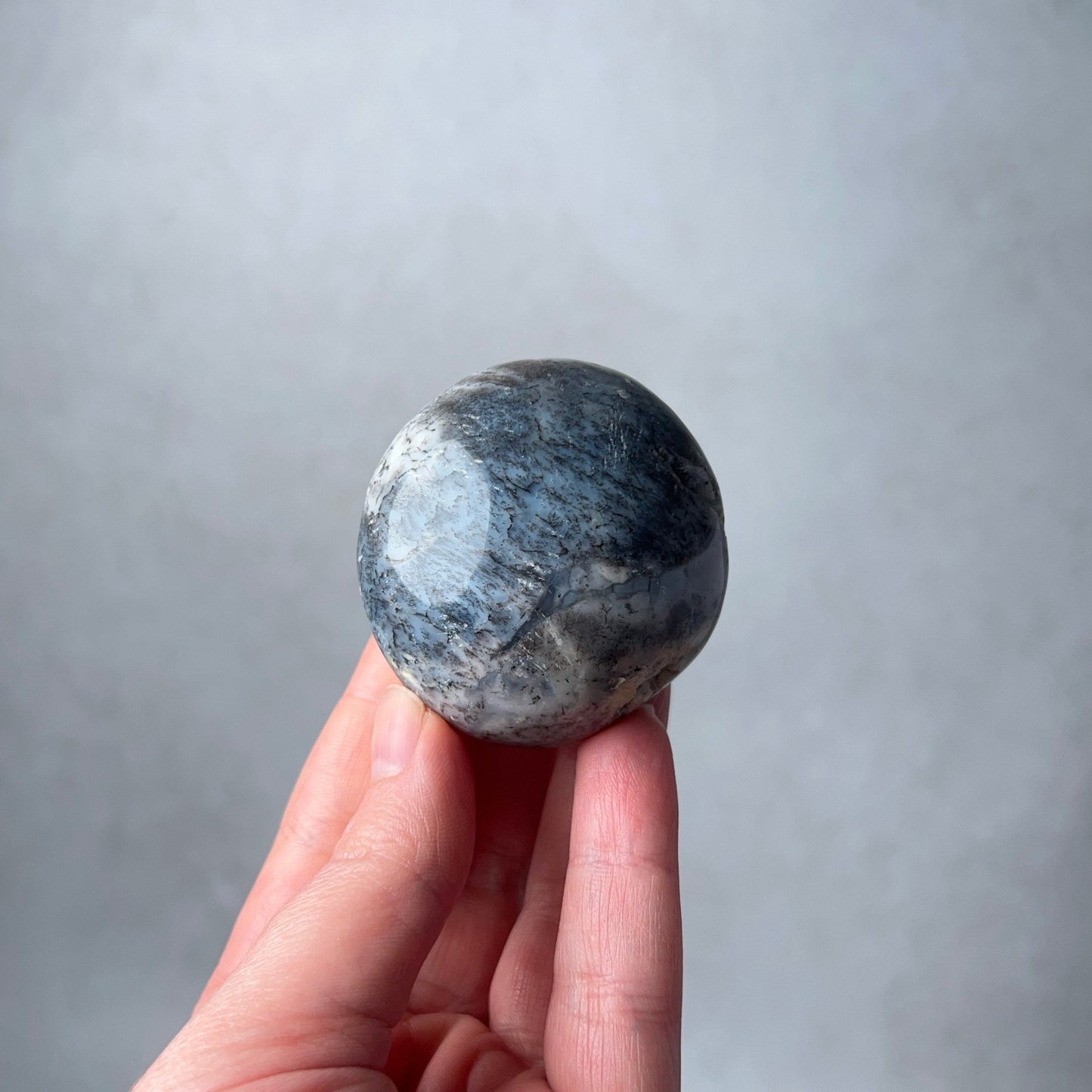 Merlinite Palm Stone | Dendritic Opal Palmstone