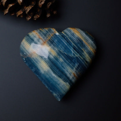 XL Lemurian Aquatine Calcite Heart | Blue Onyx Crystal Heart