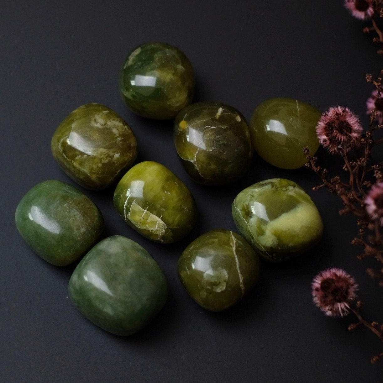 Serpentine Tumbles | Green Serpentine Crystal Tumbles