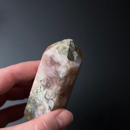 Flower Agate w. Pyrite Tower | Crystal Point