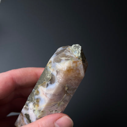 Flower Agate w. Pyrite Tower | Crystal Point