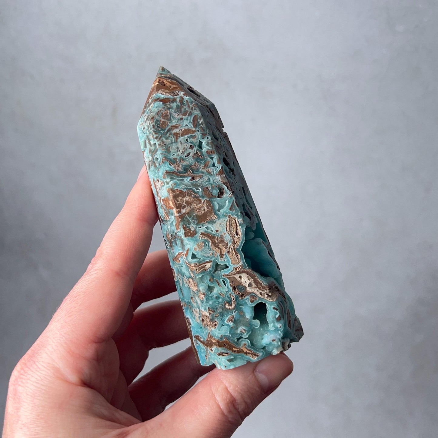 Druzy Hemimorphite Tower | Blue Botryoidal Hemimorphite Point