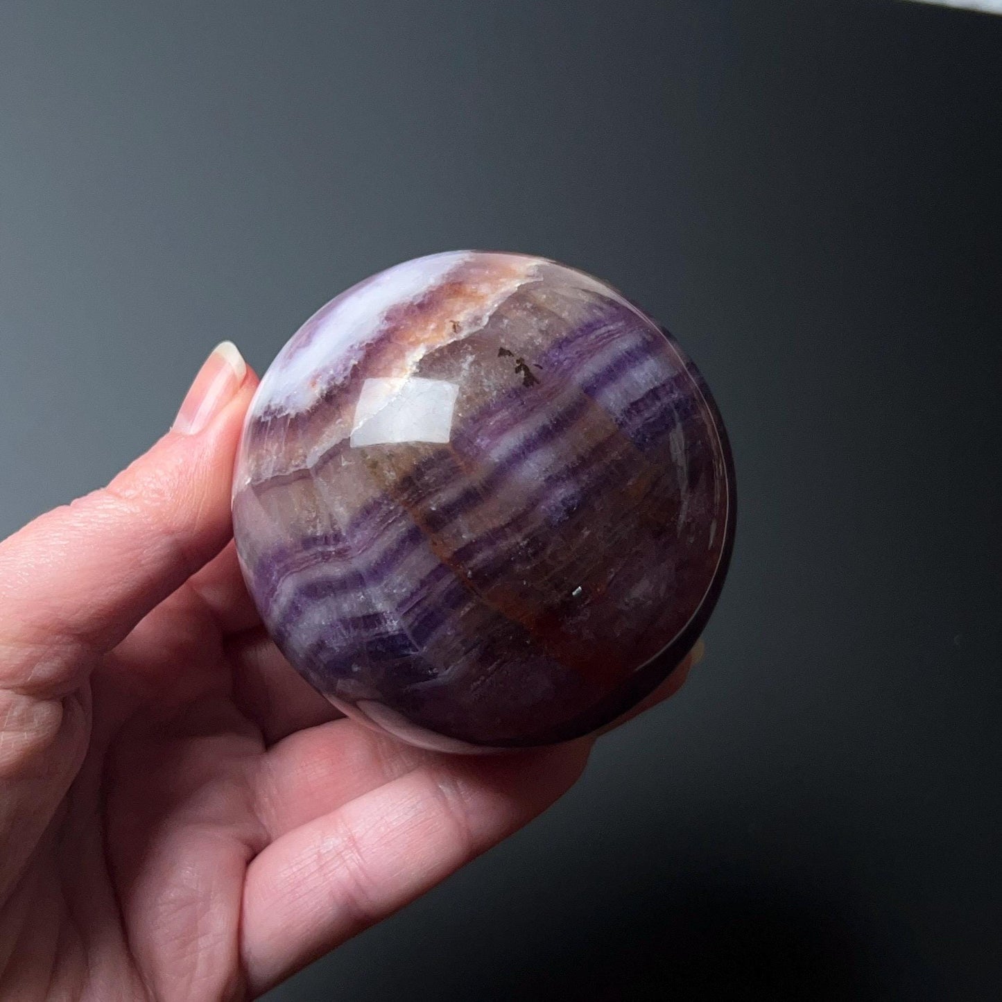 Silky Fluorite Sphere | Banded Fluorite Crystal Sphere