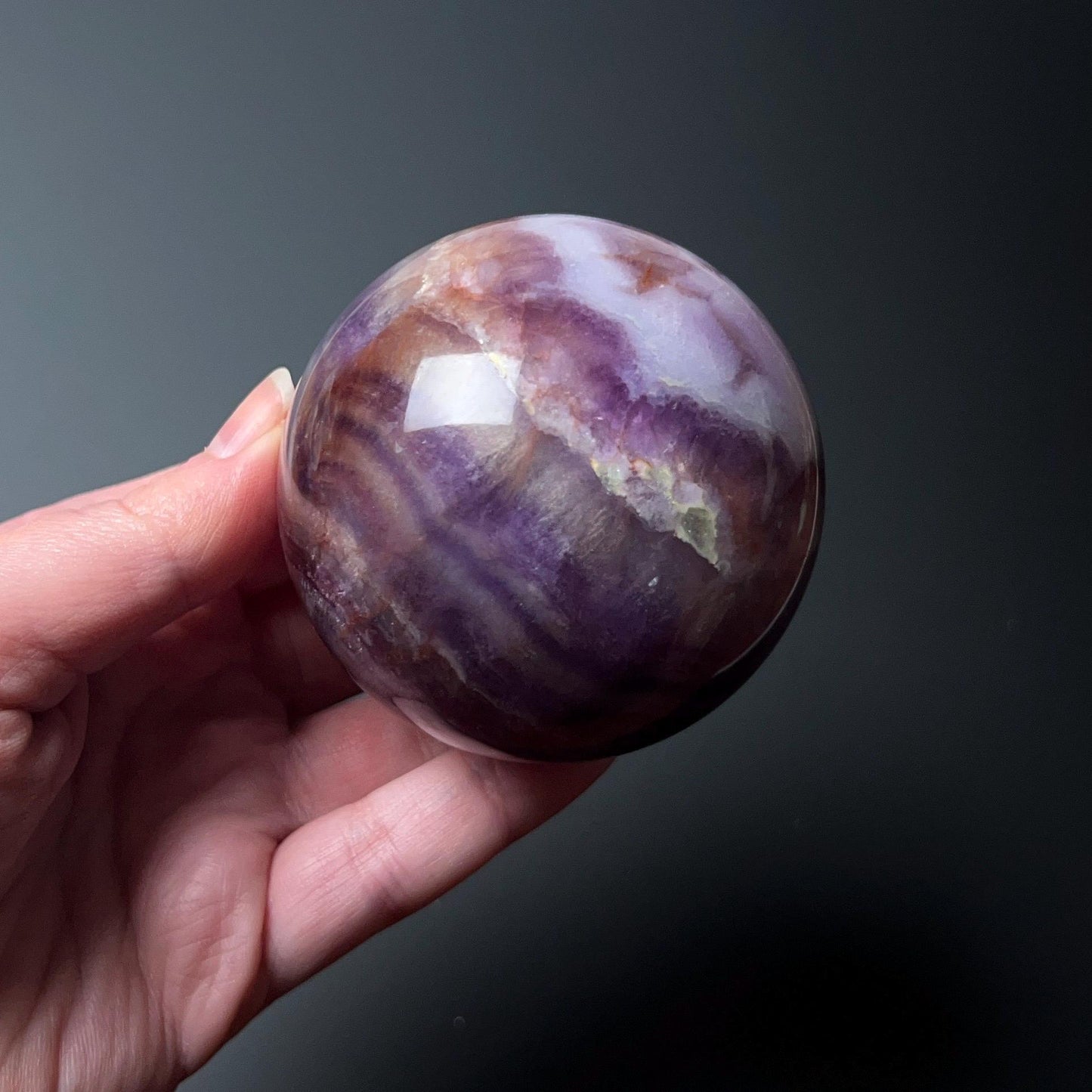 Silky Fluorite Sphere | Banded Fluorite Crystal Sphere