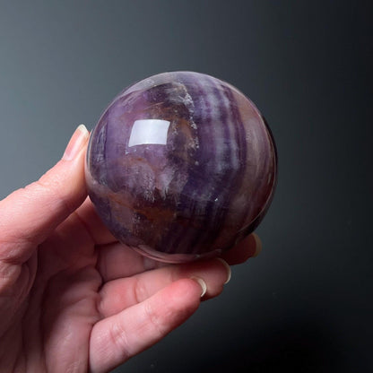 Silky Fluorite Sphere | Banded Fluorite Crystal Sphere