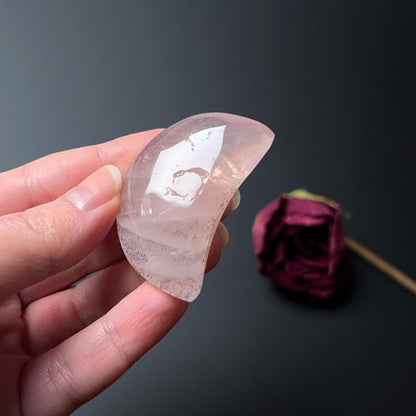 Dendritic Rose Quartz Moon | Rose Quartz Crystal Moon