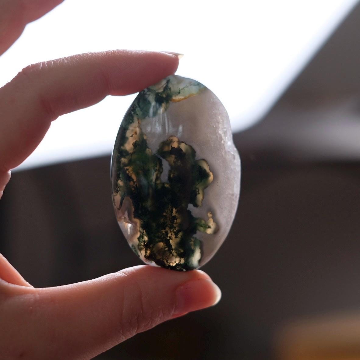 Moss Agate Palm Stone | Moss Agate Crystal Palmstone