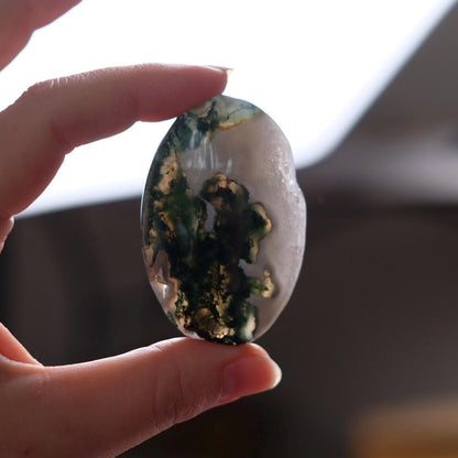 Moss Agate Palm Stone | Moss Agate Crystal Palmstone