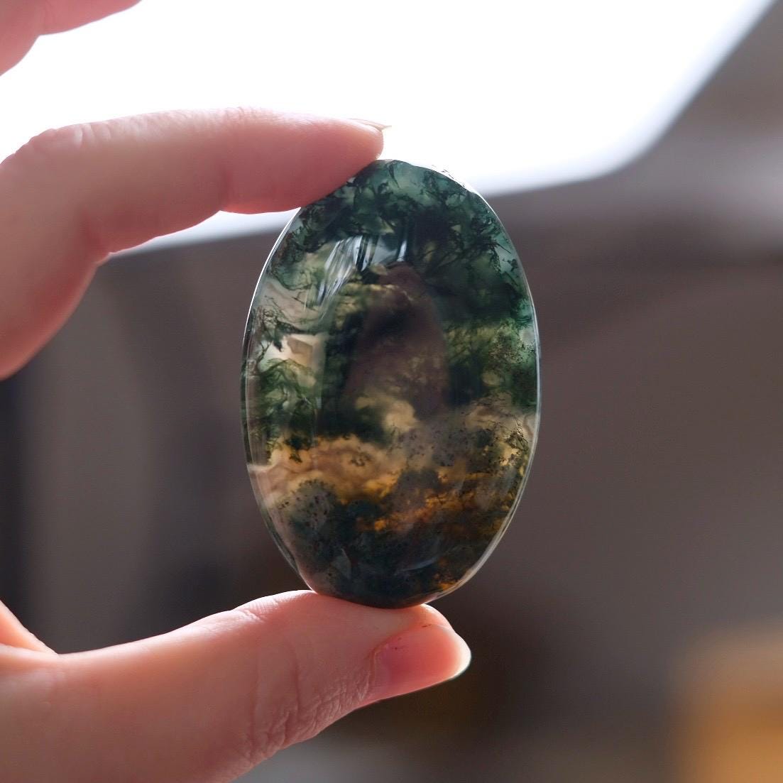 Moss Agate Palm Stone | Moss Agate Crystal Palmstone