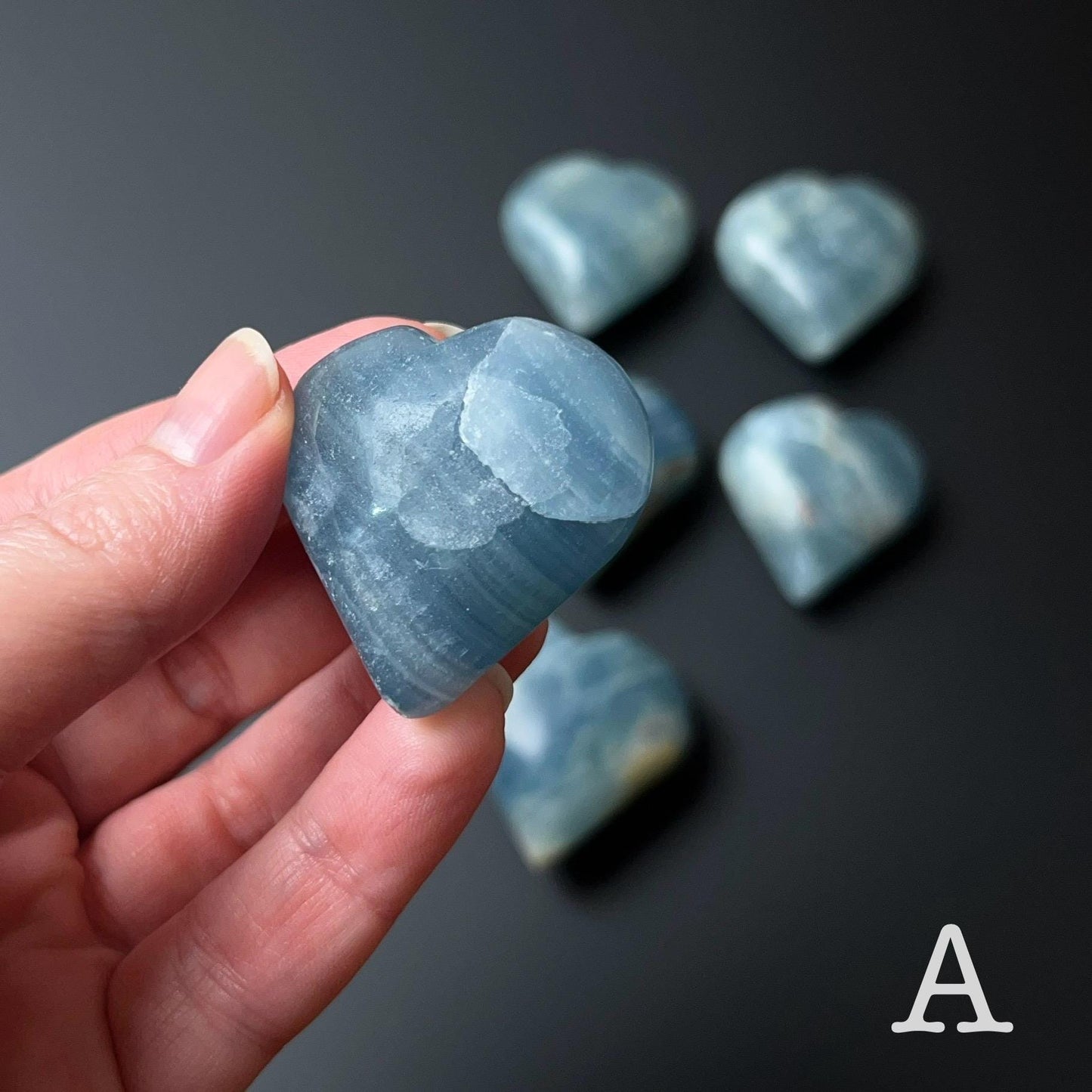 Lemurian Aquatine Calcite Hearts | Blue Onyx Crystal Heart