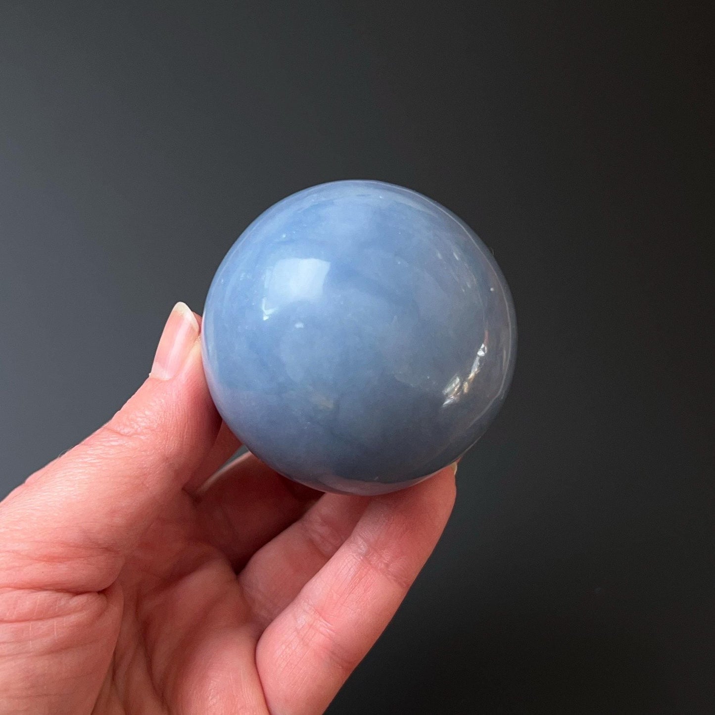 Angelite Sphere | Blue Anhydrite Crystal Sphere