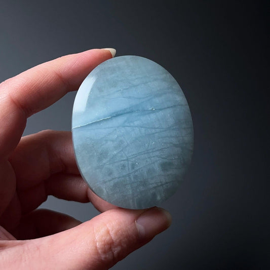 Aquamarine Palm | Blue Aquamarine Crystal Palmstone